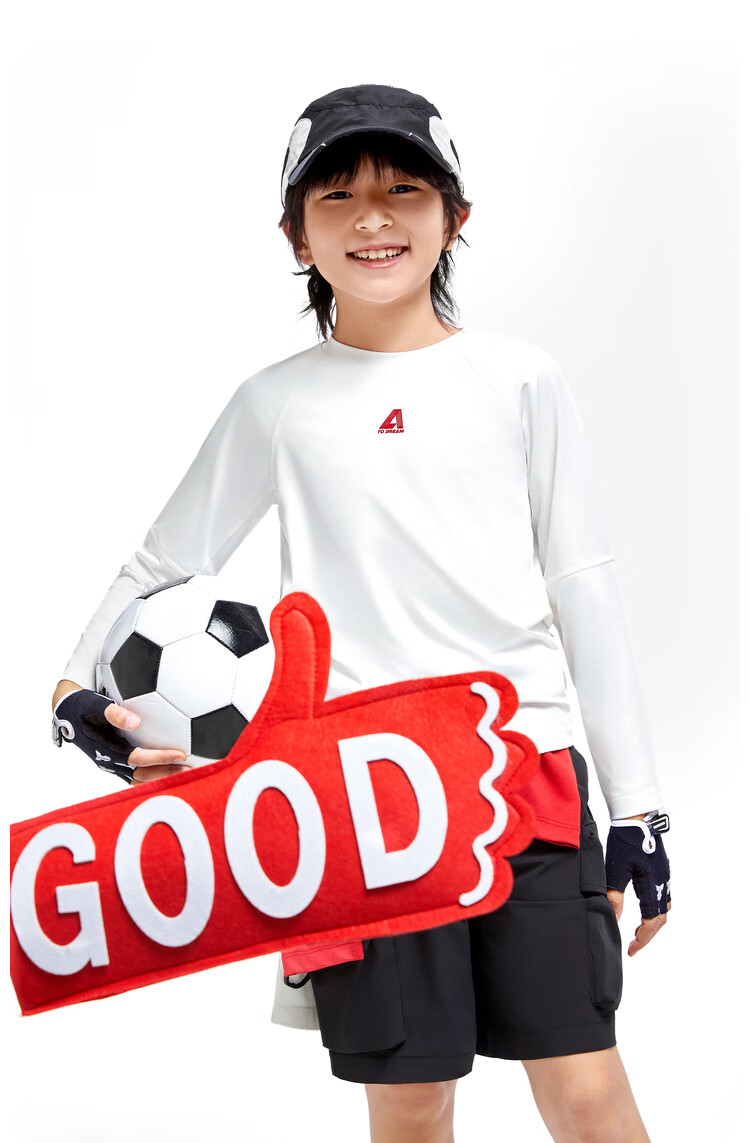 Annil Children's Clothing, Boys And Girls Long-Sleeve T-Shirt, 2024 Autumn New Style, Casual Solid Color, Moisture-Wicking And Breathable, Off-White, Size 170 8