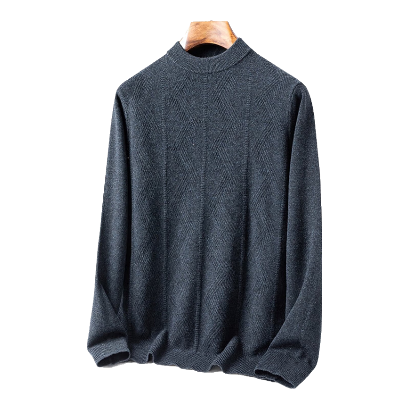 Hengyuanxiang Men's Thickened 100% Pure Wool Sweater Winter Red Knitwear for Young and Middle-aged Men
