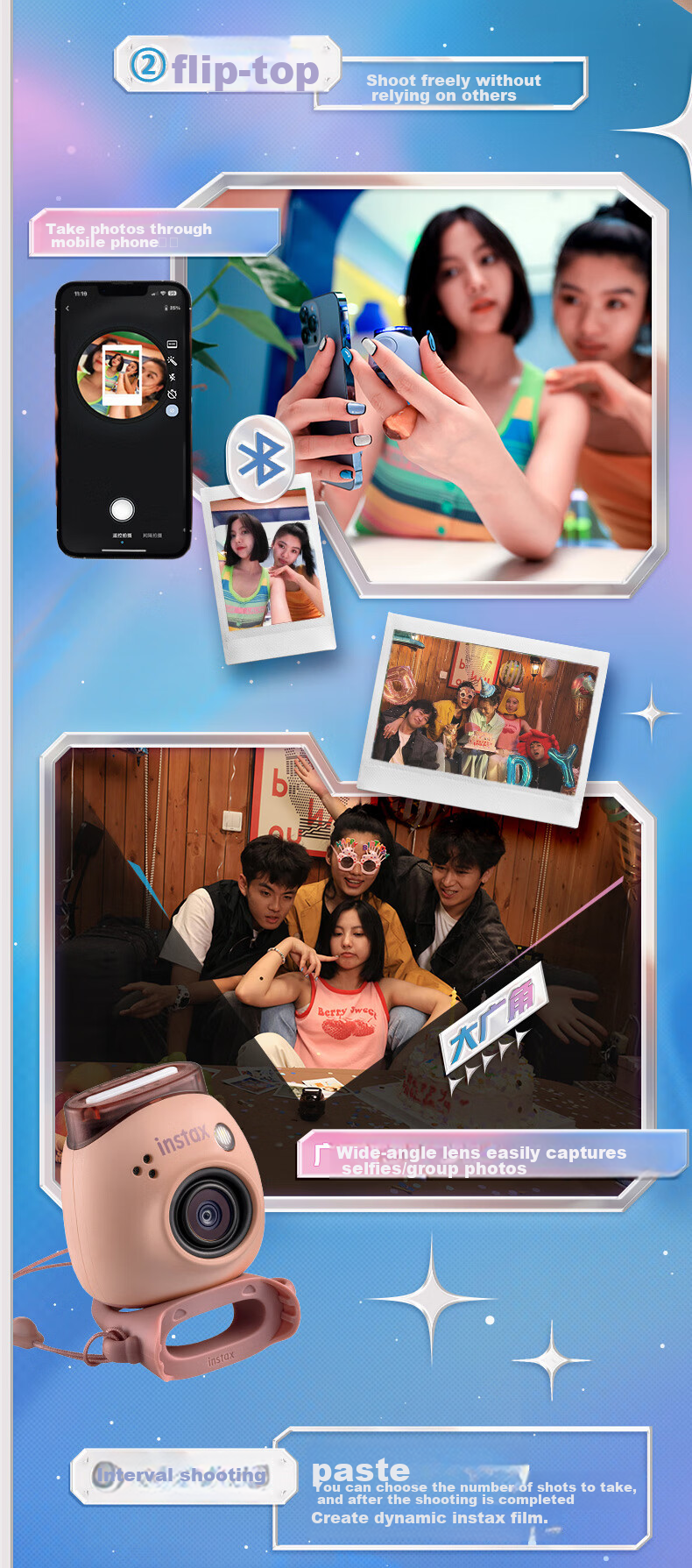 INSTAX Fuji INSTAX Instant Camera CCD Smart Camera PAL Cat Paw Pink Student Toy Camera Standalone 9