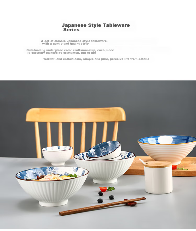 MAXCOOK Ceramic Bowl with Lid Japanese Style Soup Noodle Rice Bowl MCFT3899 2