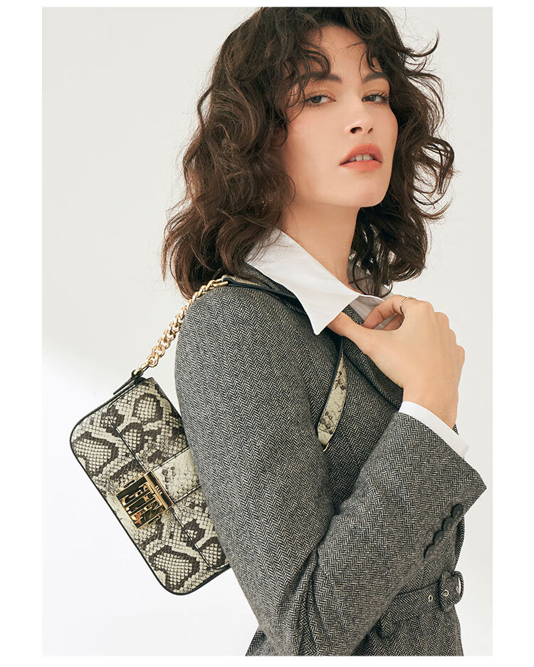 ELLE New Women's Handbag, Retro Small Square Bag, Chain Crossbody Shoulder Underarm Bag, Birthday Gift, 23007 Brow 6