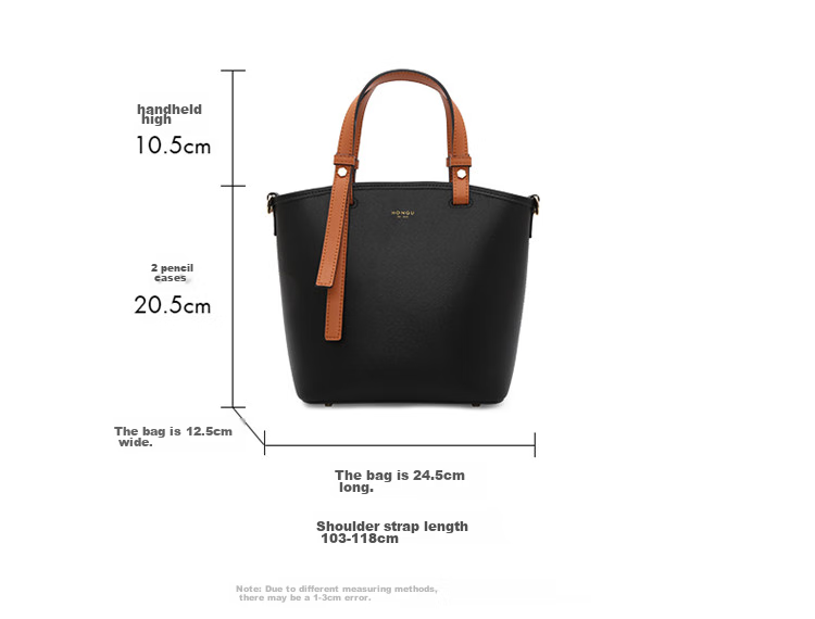 HONGU Women's Handbag, Leather Bucket Bag, Ladies' Tote Bag, Shoulder Bag, Crossbody Bag, 38cm Goddess Day Gift 10