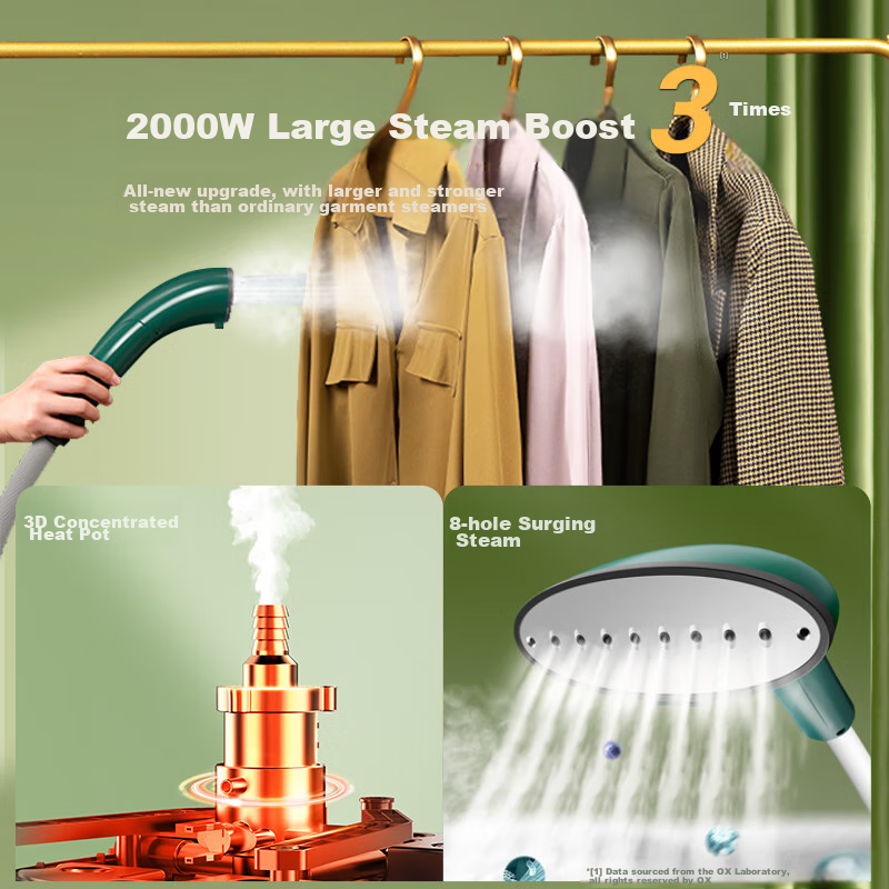 AUX Upright Garment Steamer, 40g/min High Steam Output, 2.3L Water Tank, Home Use Ironing Machine, Clothes Steamer for Clothing Stores, Electric Iron with Dual Rods, High Power, Flat And Hanging Dual-Use Ironing Machine AGS-798