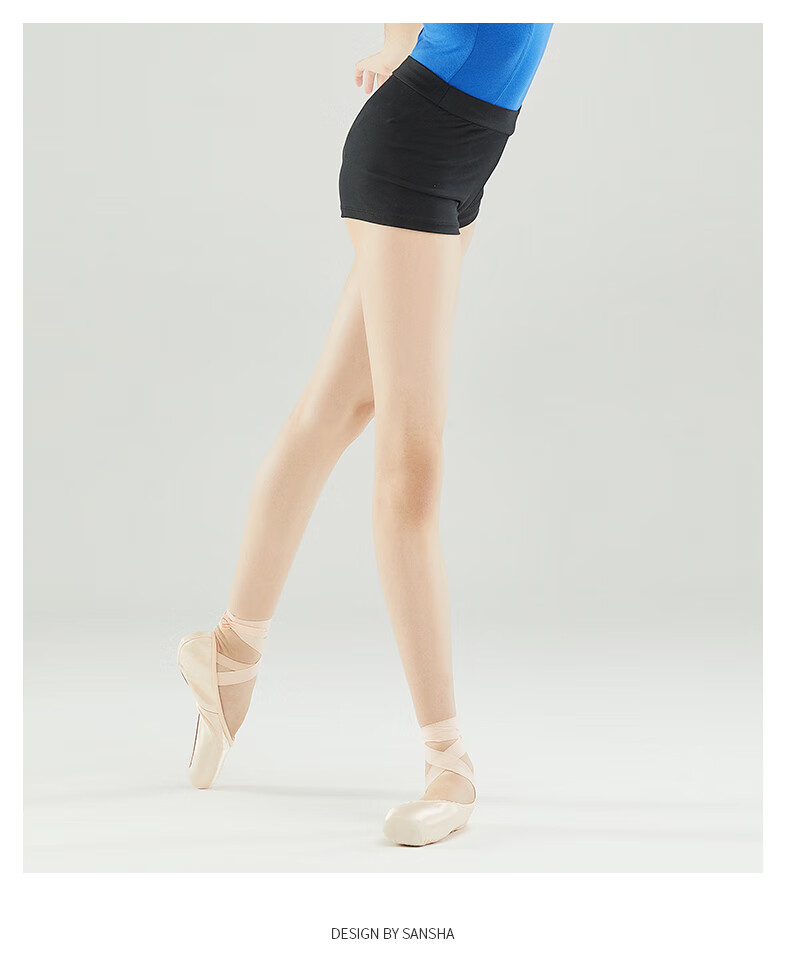 Sansha Ballet Dance Shorts, Women's Mid-Rise Tight-Fitting Practice Pants, Basic Training Three-Quarter Length Boxer Shorts, Black, M 11
