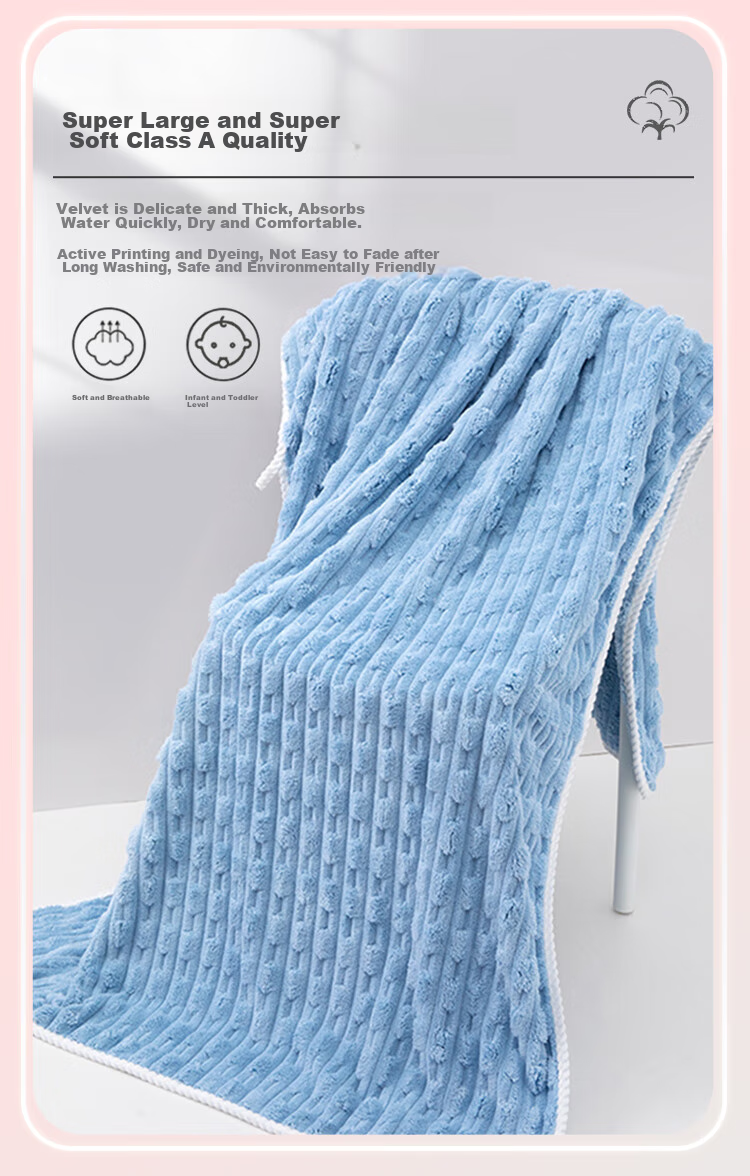 Grace Antibacterial Thickened Bath Towel, 430g, Simple Solid Color Coral Fleece, Thickened Bath Towel, 170x90cm, Sports 3