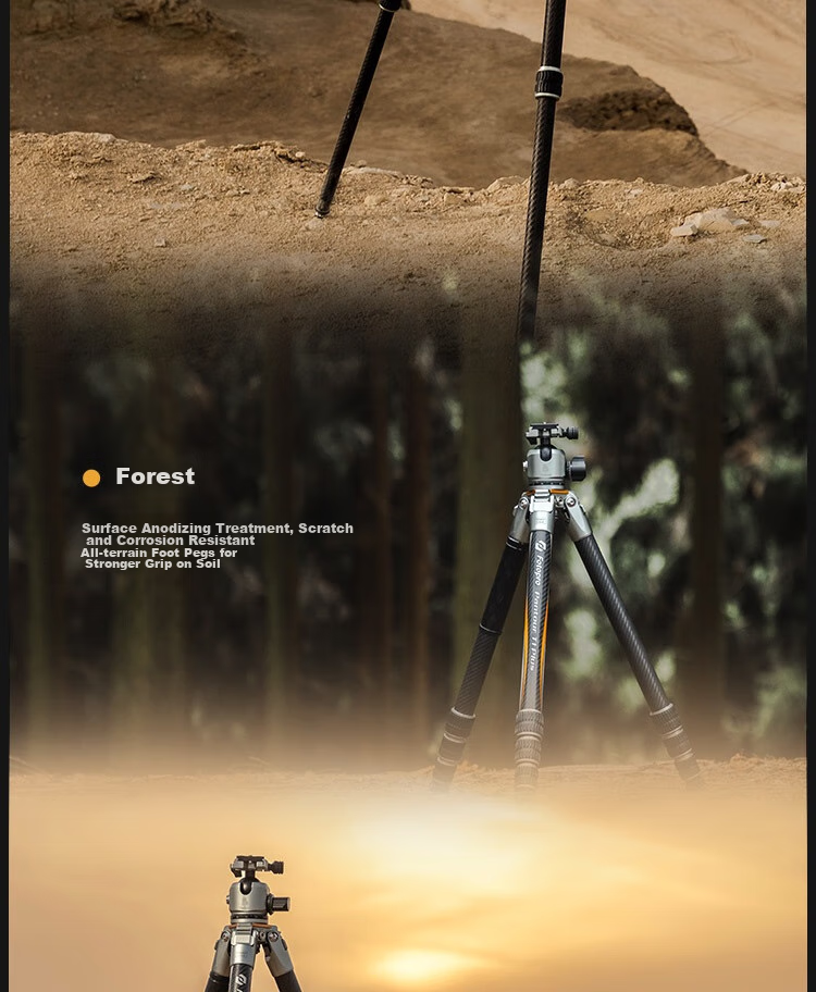 Fotopro T1 Plus Bowl Base Model, 10-Layer Carbon Fiber, Multi-Expand Holes, Dual Panoramic Ball Head, All-Terrain Master-Level Photography And Videography Professional Camera Mirrorless Tripod 5