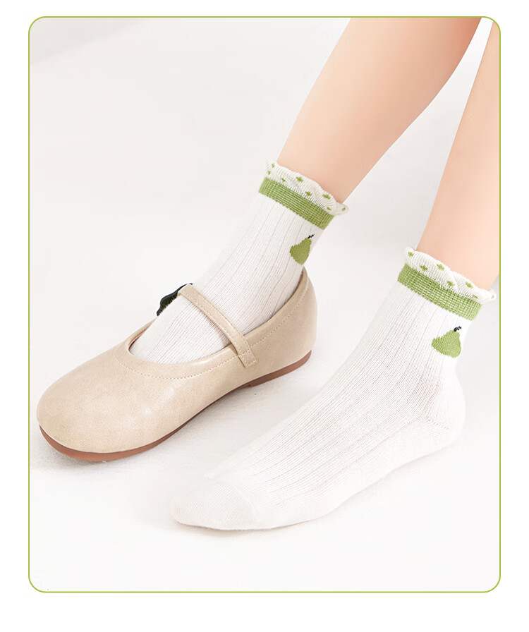 LangSha Children's Socks Girls Cotton Socks for Older Kids Summer Thin Baby Mesh Socks 5 Pairs Girls Fruit Socks Size L 15