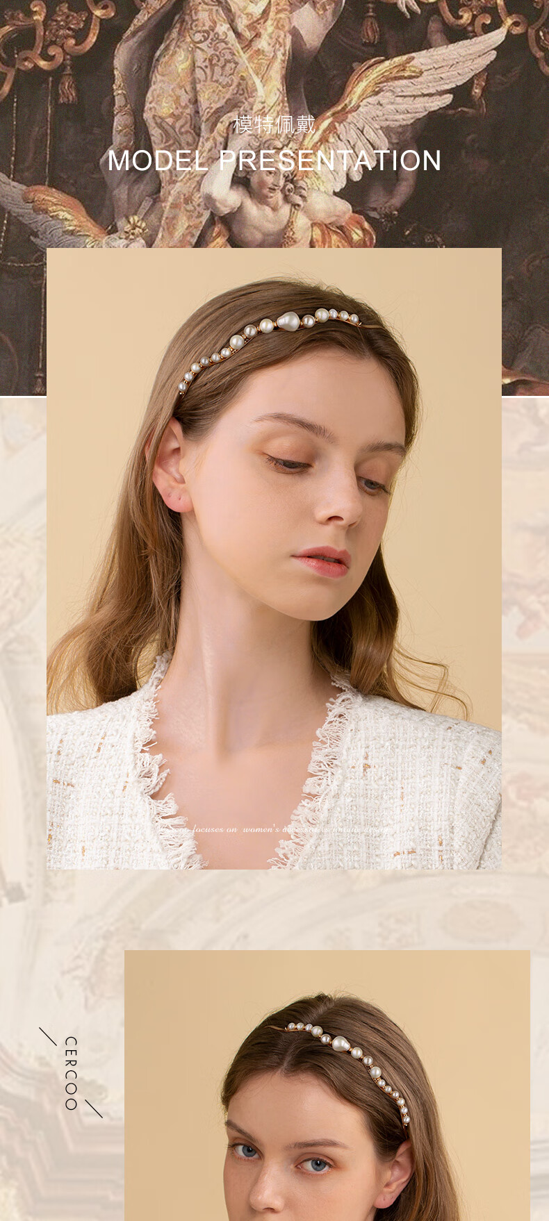 Cercoo Pearl Gift Series High-End Headband, Vintage French Hairpin, Gift Box Set, Mid-Autumn Festival Gift for Wife Or Girlfriend 6