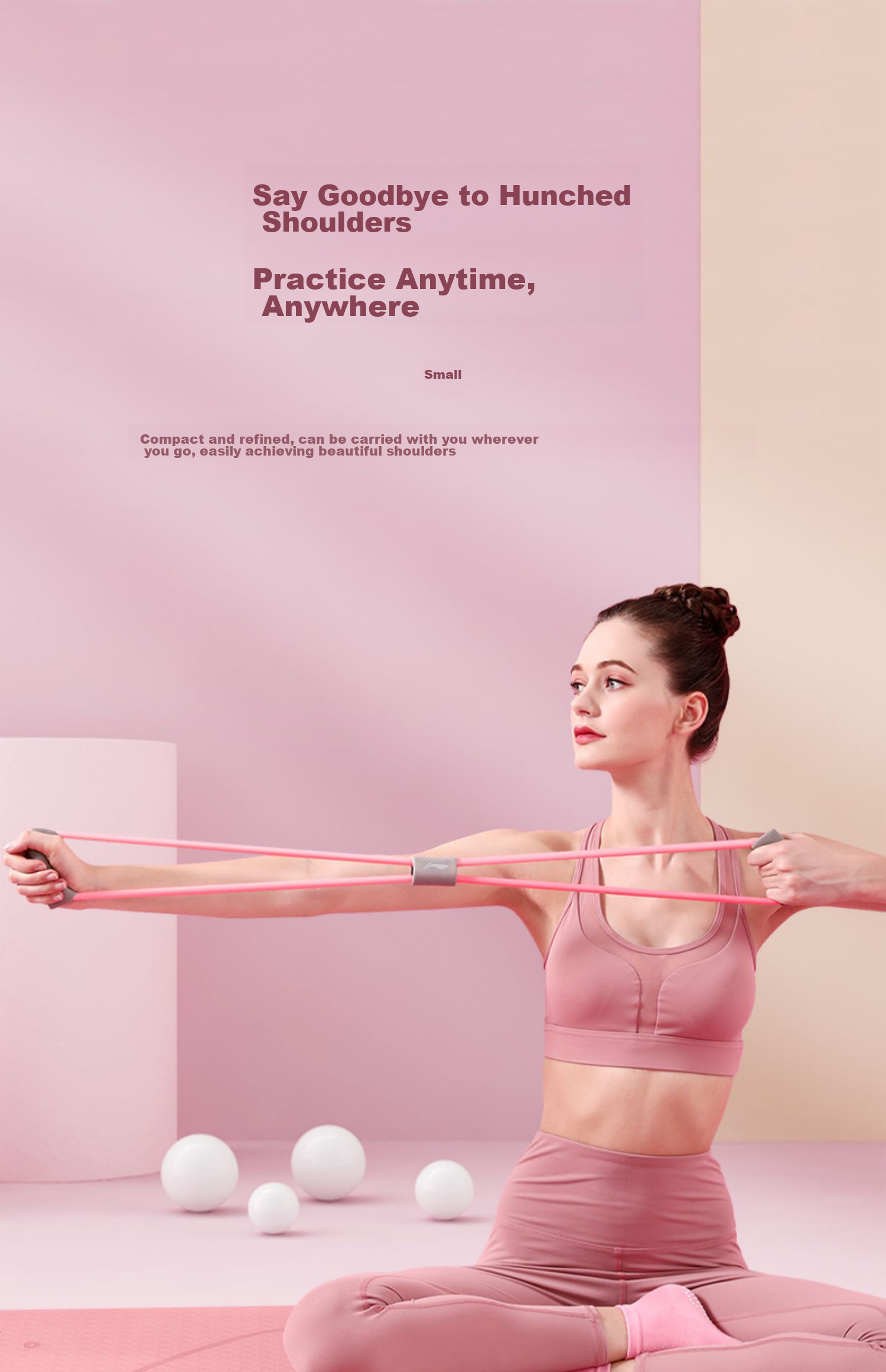 Li-Ning Elastic Band Fitness Figure-Eight Pull, Yoga Rope for Women's Back Stretching Equipment, Shoulder Opener And Chest Expander 9