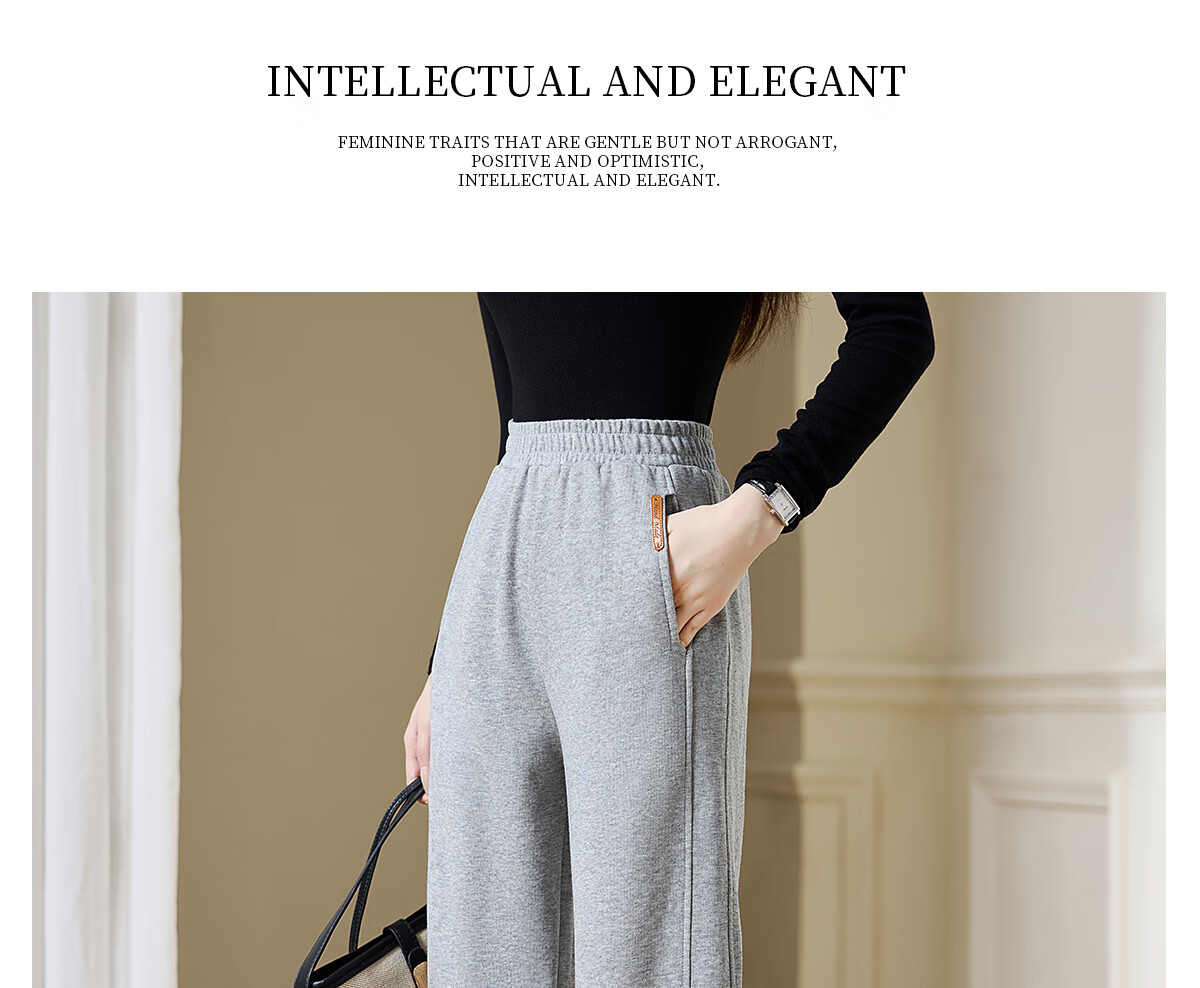 Chushen Women's Casual Pants with Elastic Waist, Versatile Slimming Effect, Pockets, Casual Tapered Leg Sweatpants Sports Pants S143K2006 17