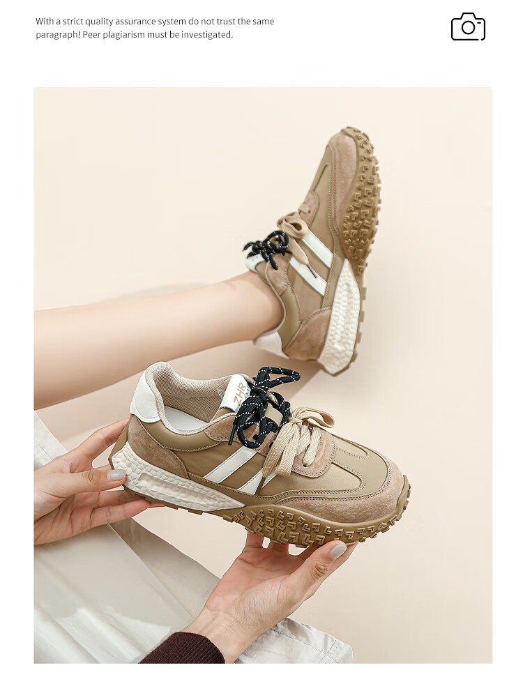 ZHR Dexun Women's Shoes with Color-Block Laces, Lightweight And Fashionable, Versatile Casual Shoes for Spring And Autumn, QS27 Brown, Size 35 6