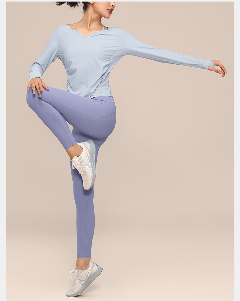 VFU Xiaomanyao Yoga Top, Long Sleeve Women's Quick-Dry Sun Protection Fitness Workout Shirt, Pilates Cover-Up, Autumn, Yellow Peach Color, Size L 19