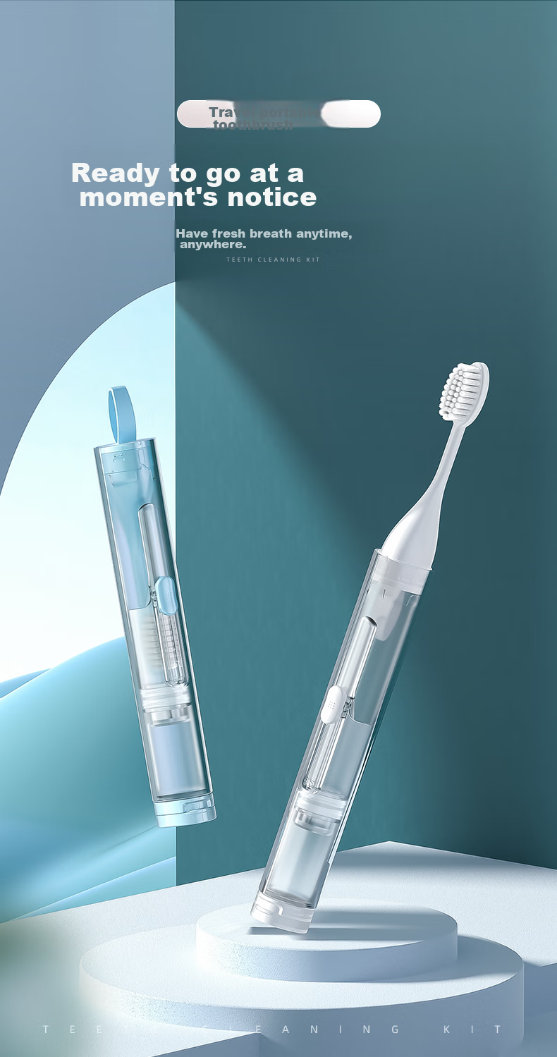 Etravel Travel Toothbrush Case And Dental Set for Adults And Children, Portable Folding Mini Toothbrush with Soft Bristles for Orthodontic Care, Blue 1