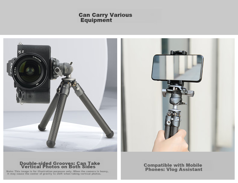 Benro SC05K Mini Professional Carbon Fiber Desktop Tripod, Macro Climbing DSLR Mirrorless Camera Lightweight Portable Gimbal Phone Clamp Vlog Tripod Kit 12