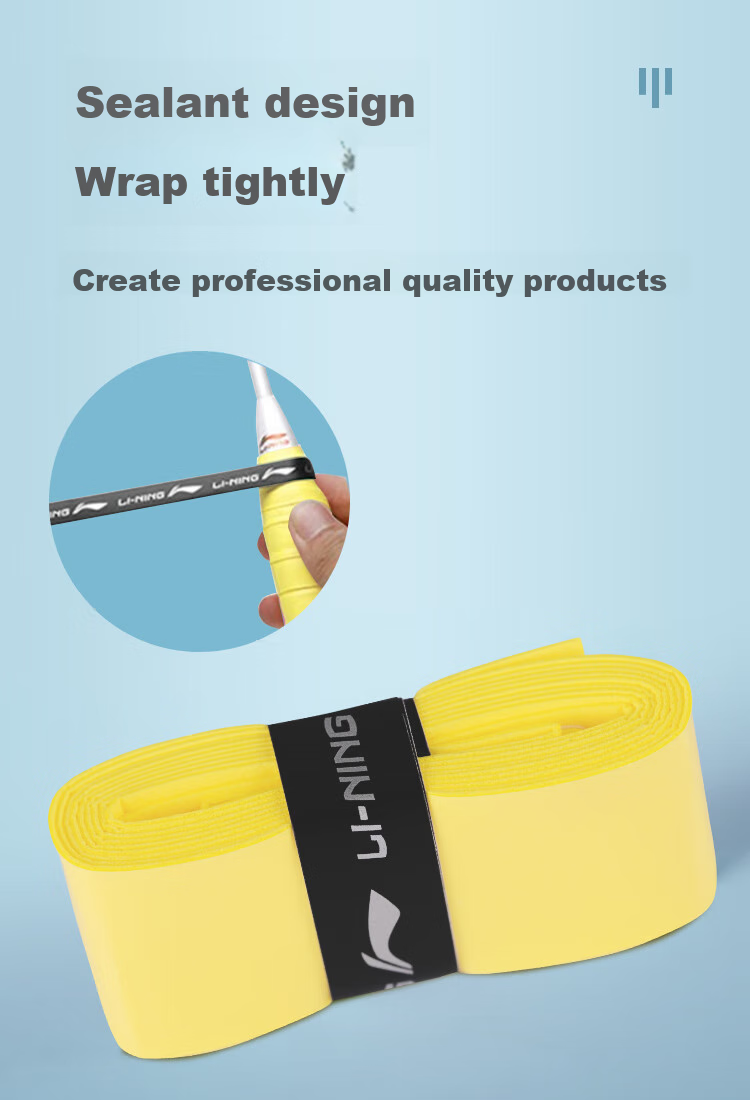 Li-Ning Badminton Grip Tape, Sweat-Absorbing And Non-Slip GP2000, Pack of Ten, Bright Lemon Yellow with Osmanthus Fragrance 6