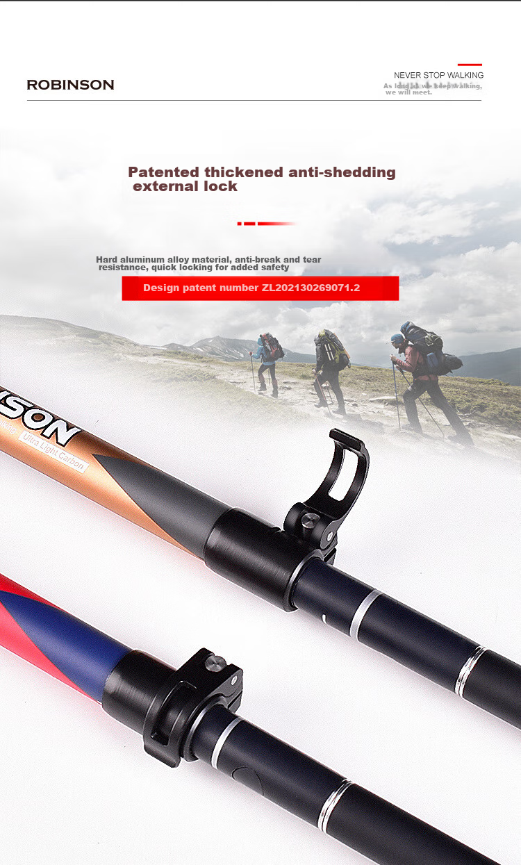 Lubinxun Carbon Fiber Trekking Pole, Quick-Open Folding, Ultra-Light Short Telescopic, Outdoor Hiking Pole for Men And Women, Trail Running And Hiking Stick, Golden Gray 5