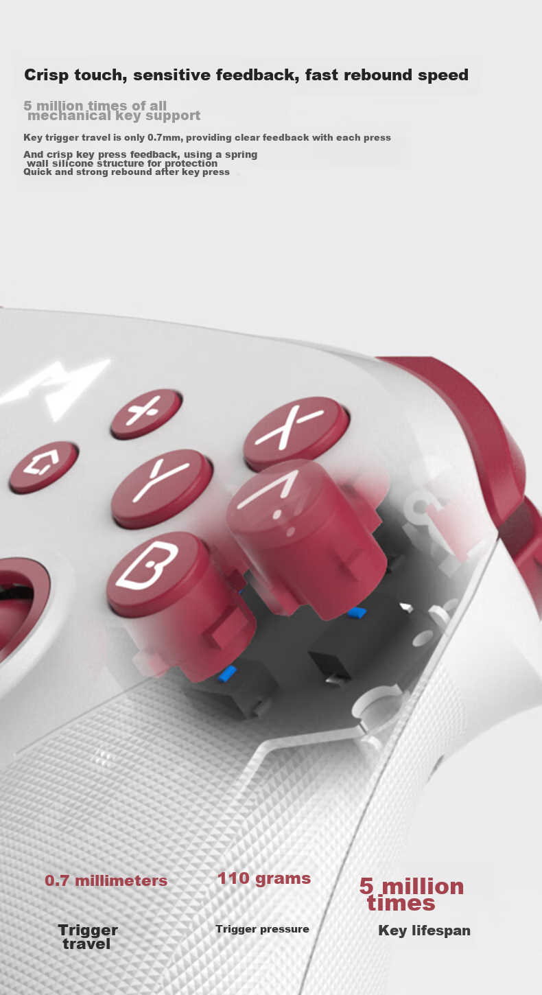 MOBAPAD Chitu Switch2/switch Controller, NS2 One-Button Wake-Up Controller Pro, Bluetooth Steam Wireless Game Controller for PC, Silk Song, Hades 2 Pokemon, Red 9