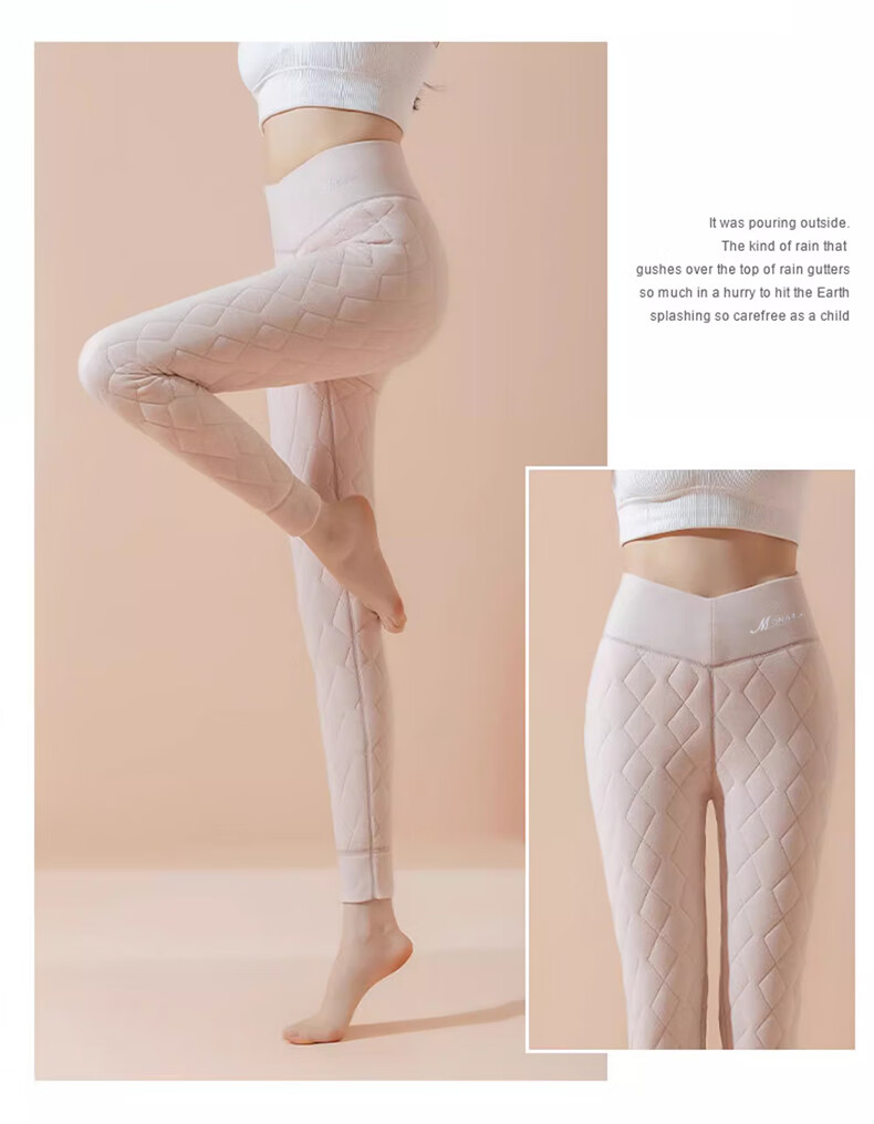 LangSha 25 Years Autumn/Winter New Women's Wool Thermal Pants Inner Wear Plus Velvet Thickened Cotton Pants Autumn Pants Large Size High Waist Leggings 5