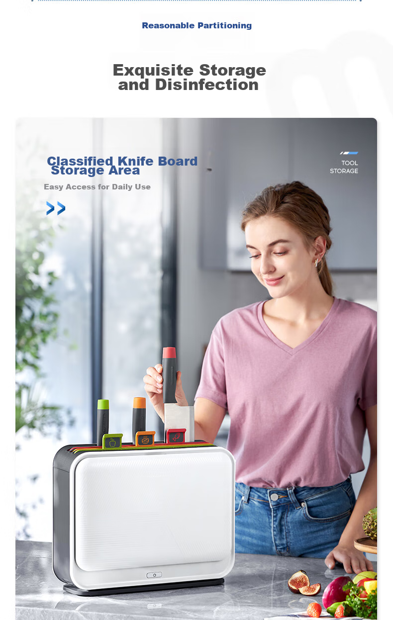 Morphyrichards Disinfection Knife Holder Third Generation, Classified Cutting Board, Knives, Chopping Board, Chopsticks, UV Sterilization And Drying All-In Machine, Six Knives Three Boards Set MR1002, One's Member 9