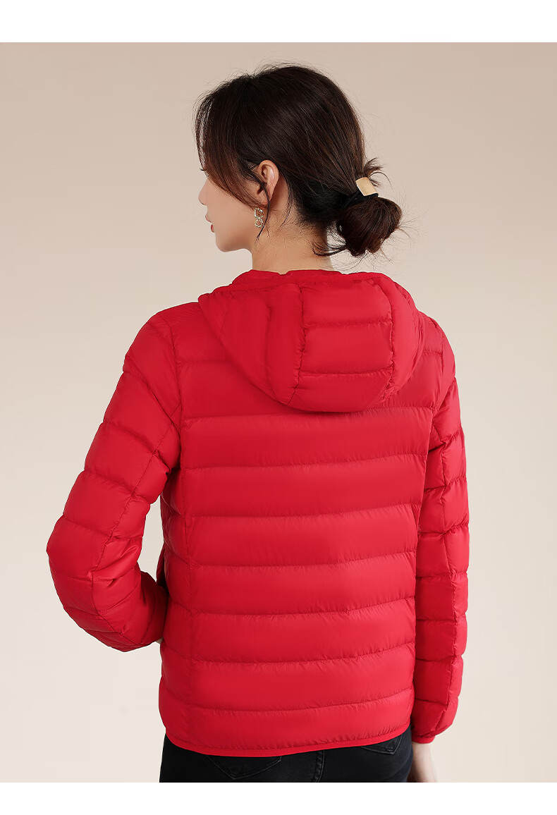 Jeanswest Women's Spring Autumn Hooded Lightweight Short White Duck Down Jacket Black S 20