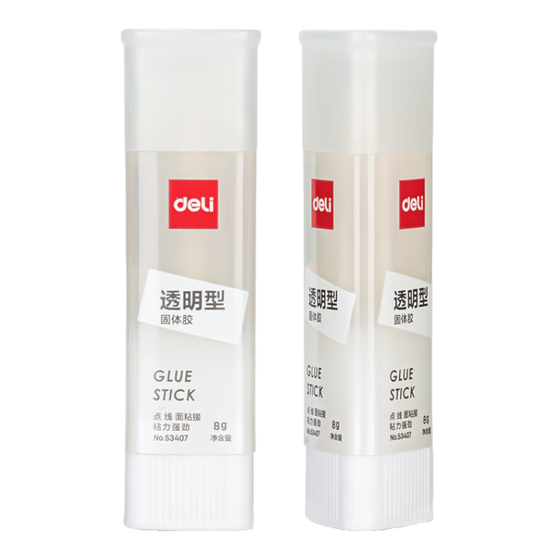 Deli 8g ACR Triangular Solid Glue Stick, High Adhesion Formaldehyde-Free Transparent Glue Stick, Strong Adhesion for Points, Lines And Surfaces, DIY Craft Student Stationery, Single Stick, Office Supplies, 53407