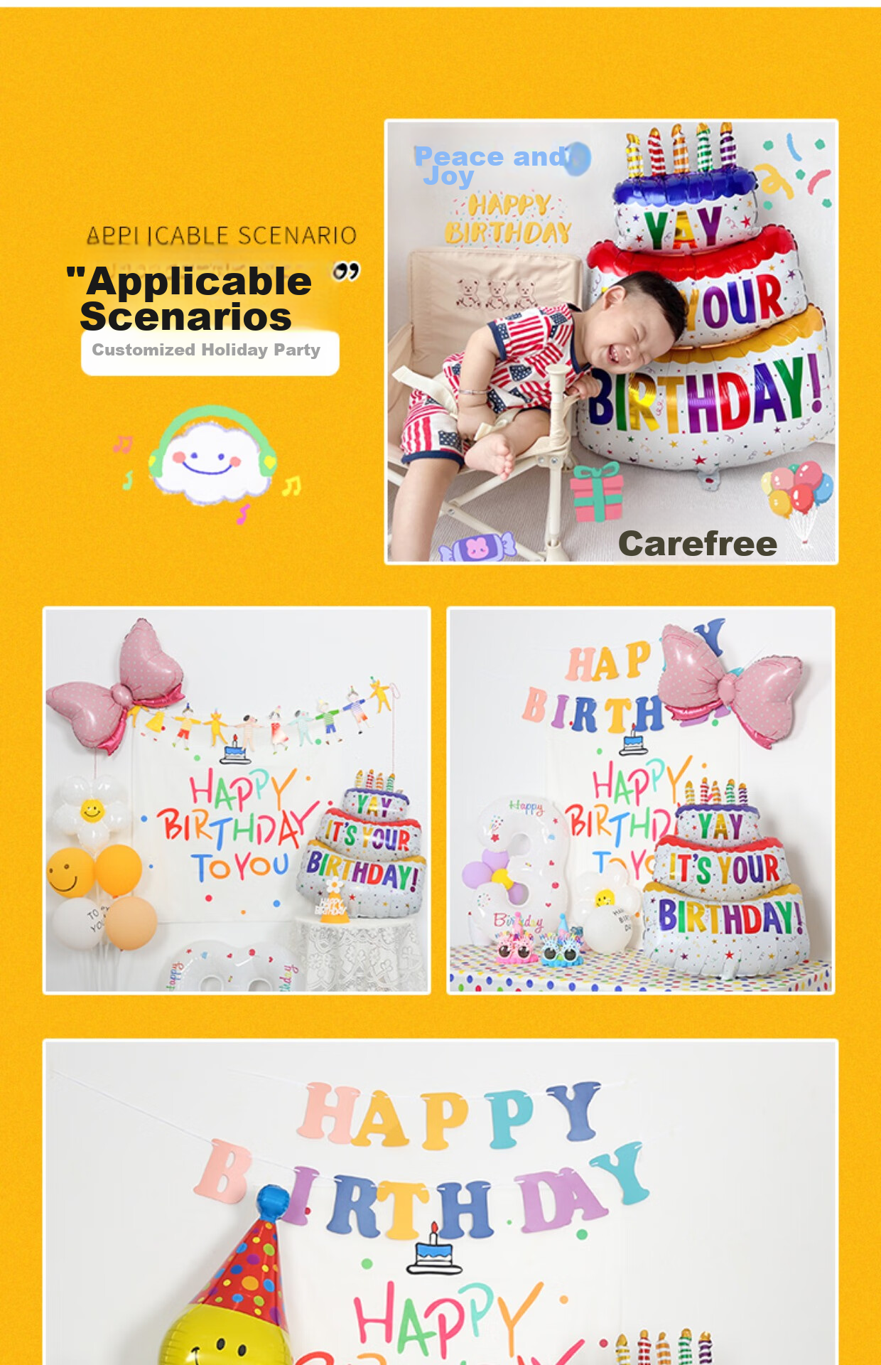 Abaoli Glowing Table Floating Adult and Children First Birthday Decoration Scene Boy Girl Party Background Balloon Banner 6