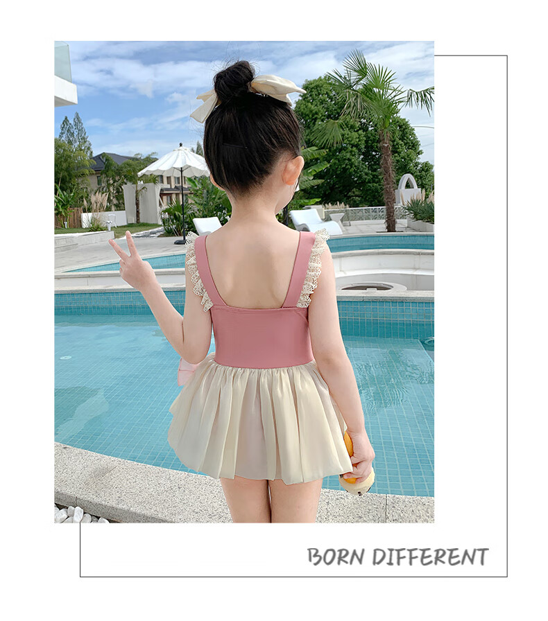 F.DYRAA Girls' One-Piece Swimsuit, Princess Dress Style, Cute Design for Little Girls, Suitable for Hot Springs And Swimming, Model 32643, Black, Size 3XL 10