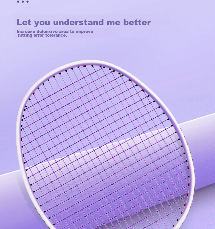 Yodiman Purple And White Badminton Racket, Full Carbon Ultra-Light 6U Single Racket 660 10