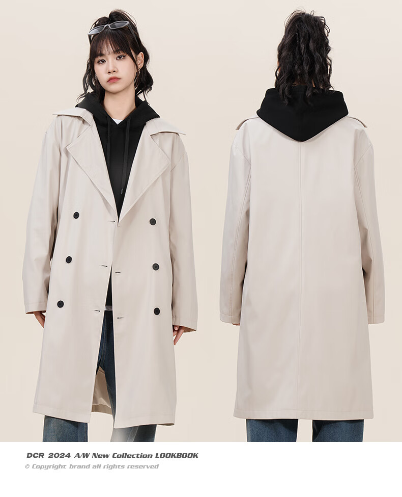 NASA GOOD Men's Mid-Length Trench Coat Autumn Winter Cold-Resistant Warm Loose Casual Double-Breasted Belted Jacket Black L 7