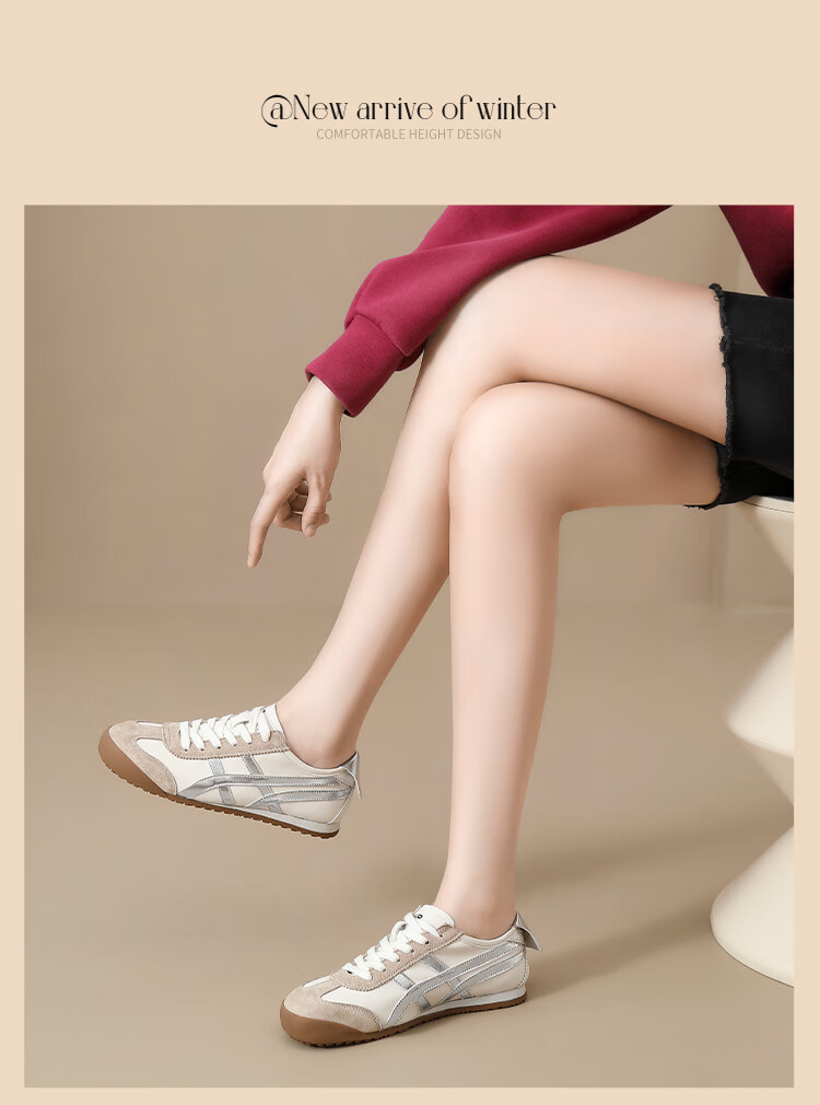ZHR Dexun Women's Versatile Stylish Casual White Sneakers, Lightweight Flat Sports Shoes for Women, BT102, Beige Silver, Size 40 17