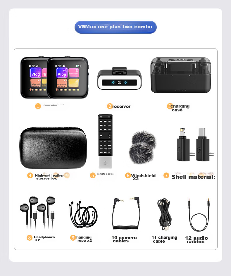 Haomuren Pro Wireless Lavalier Microphone, Small Bee Audio Receiver, Recording Device, Noise Reduction, Douyin Host Sound Card, Live Streaming Complete Set, Bluetooth Microphone, Karaoke Mobile Phone Camera, One-To 23
