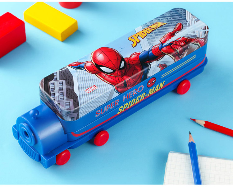 Disney Elementary School Pencil Case, Double-Layer Large Capacity Pen Box, Creative Multifunctional Train-Shaped Pencil Case, Girls' Children's Study Supplies Graduation Gift, Froze 14