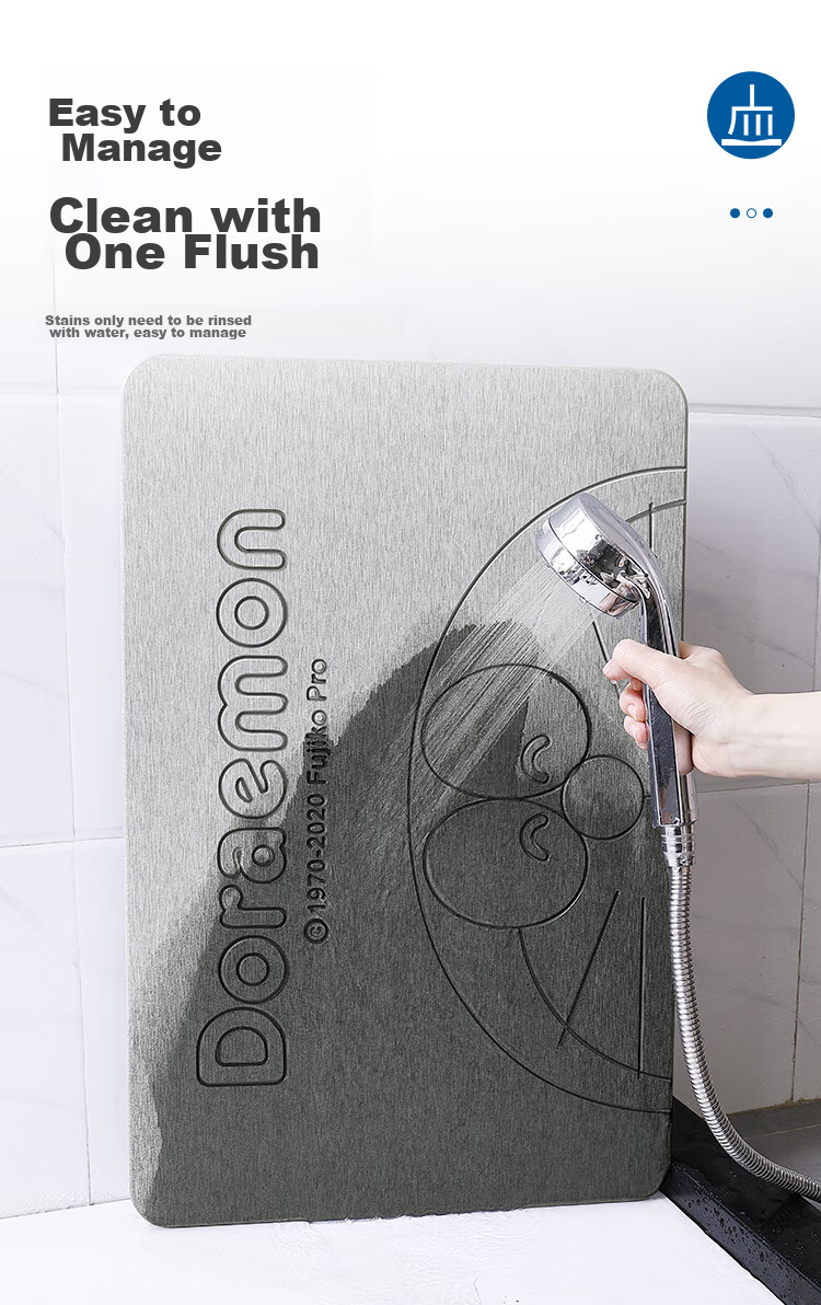 Da Jiang Doraemon Co-Branded Hard Diatom Mud Water-Absorbent Bath Mat Bathroom Door Floor Mat Toilet Mat 39x60cm 15