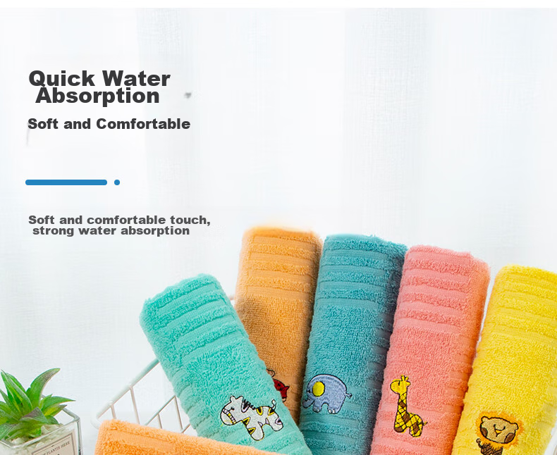 Grace Pure Cotton Towels, 5-Pack, Xinjiang Cotton Grade A, Children's Face Towels, Soft Cartoon Baby Wipes for Home And Sports Use 6