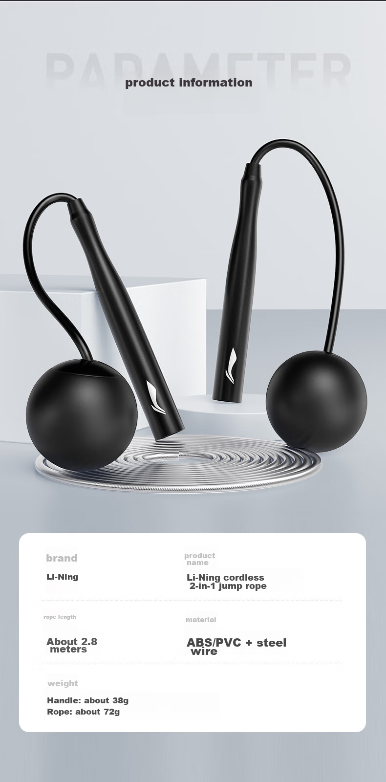 Li-Ning Steel Wire Jump Rope for Adults, Children, Primary And Secondary School Students, Professional Use for Middle School Entrance Exams, Rope Jumping Fitness, Weight Loss, And Speed Competitio 10