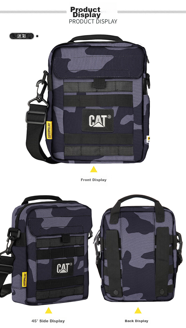 CAT Shoulder Bag, Crossbody Bag, 11-Inch IPad Bag, Journalist Bag, Outdoor Tactical MOLLE Expansion Side Bag, Blue 84036 10