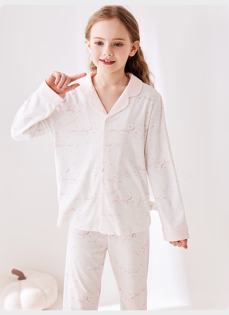 YEEHOO Lenzing Modal Children's Loungewear, Spring And Autumn Thin Air Conditioning Clothes, Boys And Girls Baby Children's Pajamas, Pink, Size 120 14