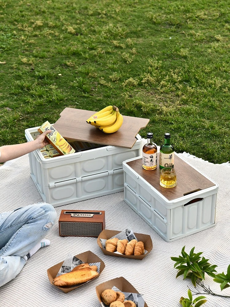 Huashi Car Storage Box, Trunk Organizer, Outdoor Camping Folding Box, Portable Wooden Lid Car-Mounted Handheld Versio 12