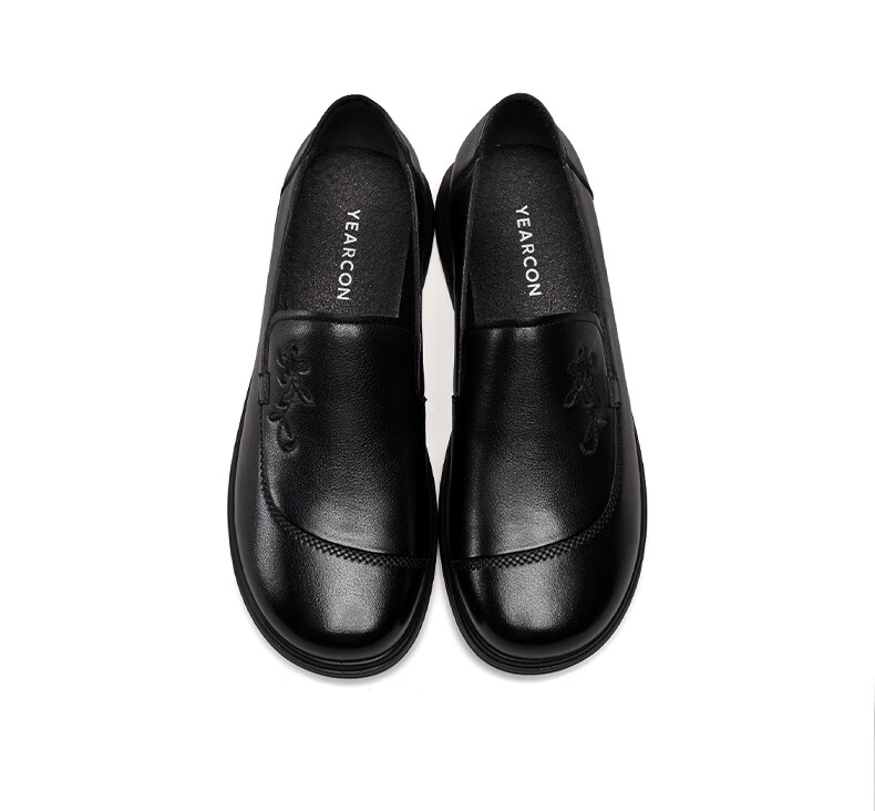 Eierkang Middle-aged and Elderly Women's Soft Sole Leather Shoes 16882W Off-white Size 39 27
