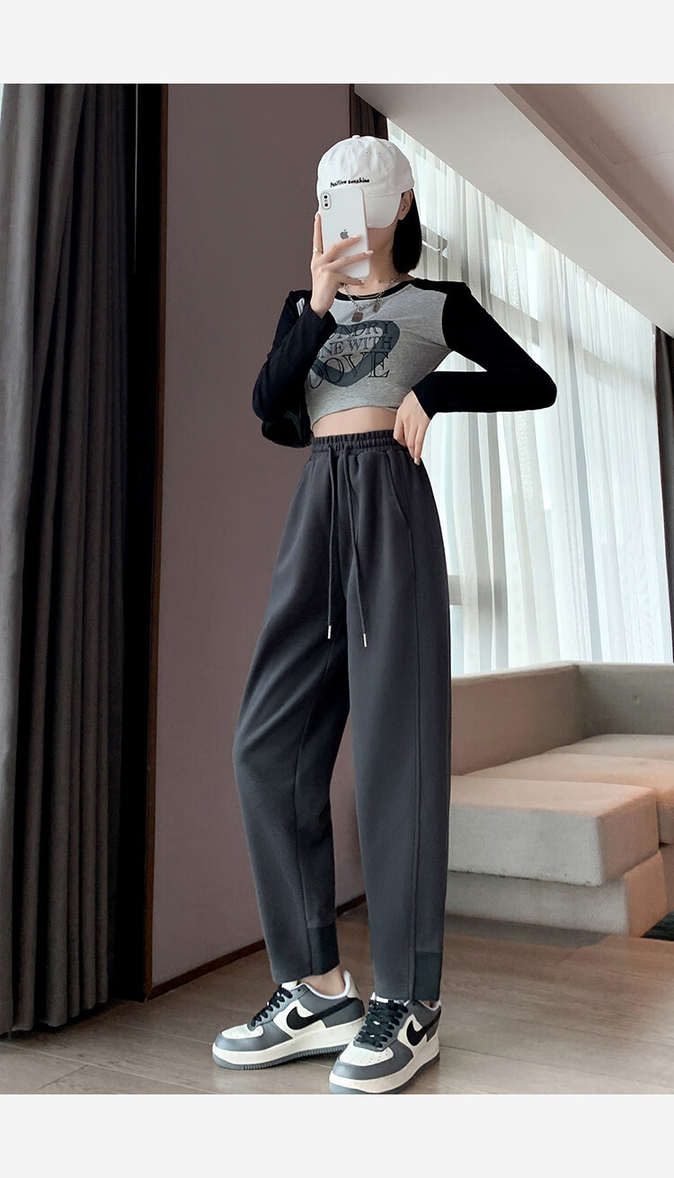TonLion 2026 Fall New Women's Harem Carrot Casual Pants, Knitted Loose Sweatpants, Jogger Pants 34