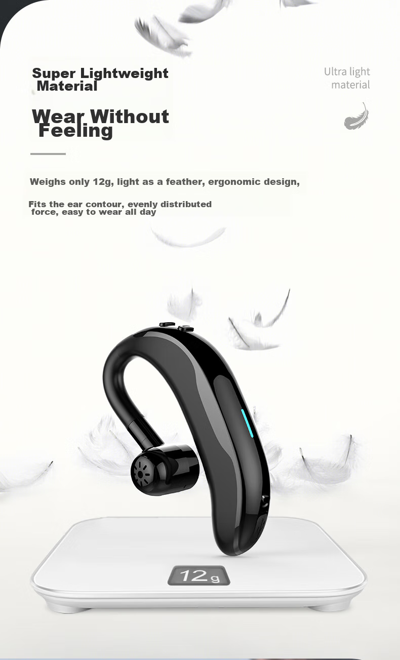 Masentek F610 Wireless Bluetooth Headphones, Single-Ear Non-In Ear-Hook Style Headset, Sports Car Audio Long-Lasting Battery Life, Compatible with Apple Huawei Xiaomi Honor Phones And Computers 11