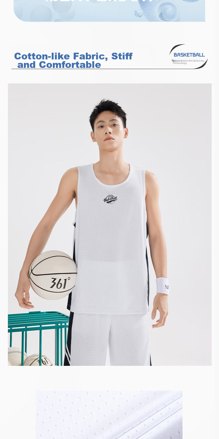 361° Men's Summer Sports Set Quick-Dry Basketball Running Fitness Jersey Vest and Shorts Two-Piece Set 652621901-2 3