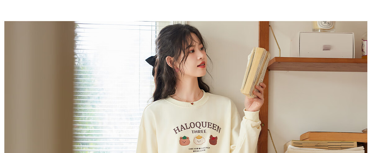 Halo Queen Women's Sweatshirt, Spring And Autumn Round Neck, Little Bear Christmas Outfit, Fashionable Loose Top Jacket H143W1002 74