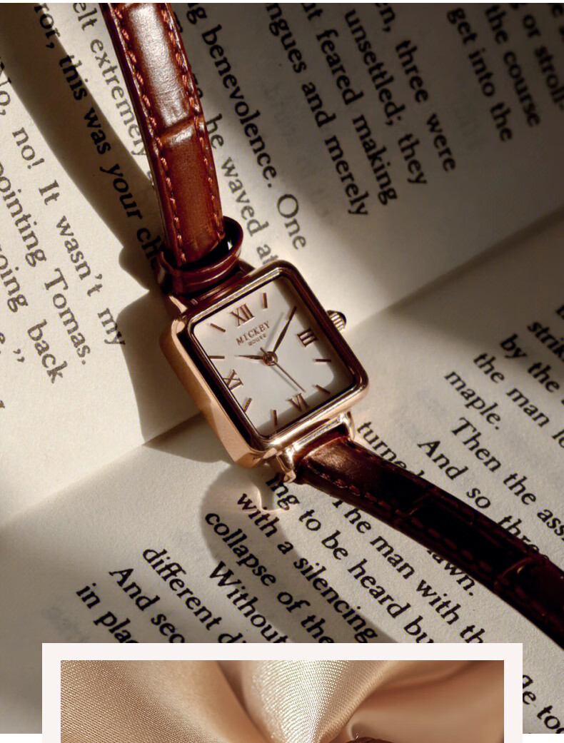 Disney Women's Luxury Niche Elegant Small Pin Square Green Watch Birthday Valentine's Gift 10