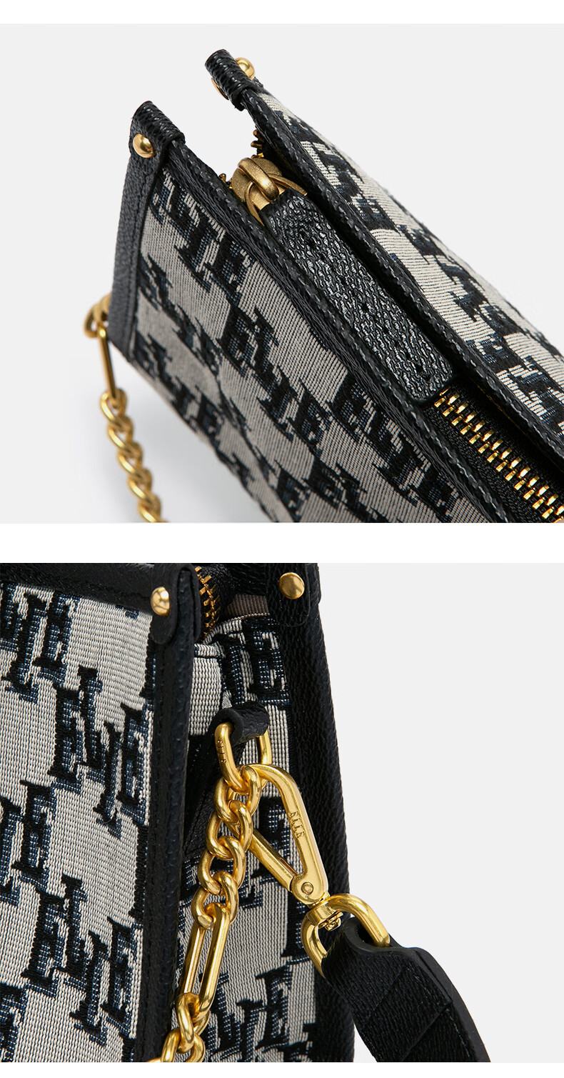 ELLE New Women's Handbag, Chain Flower Pattern, Tote Bag, Shoulder Bag, Crossbody Small Square Bag, Underarm Bag, Birthday Gift, 22016 11
