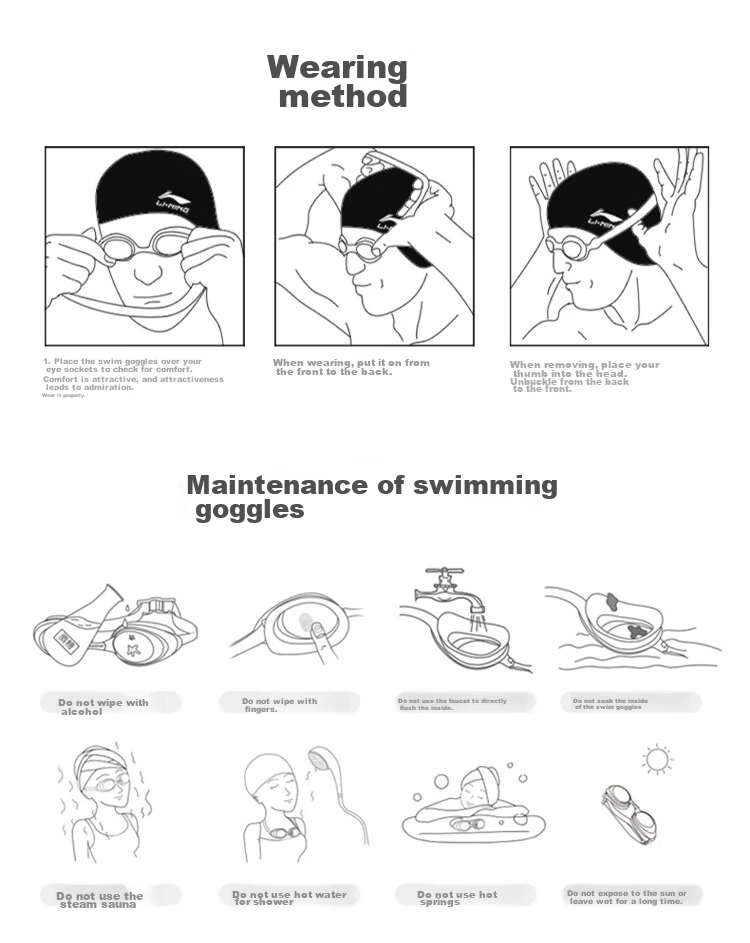 Li-Ning Swimming Goggles, High Definition Anti-Fog Comfortable Waterproof Swim Glasses for Men Women Adults Children Professional Swimming Equipment 295-11 16