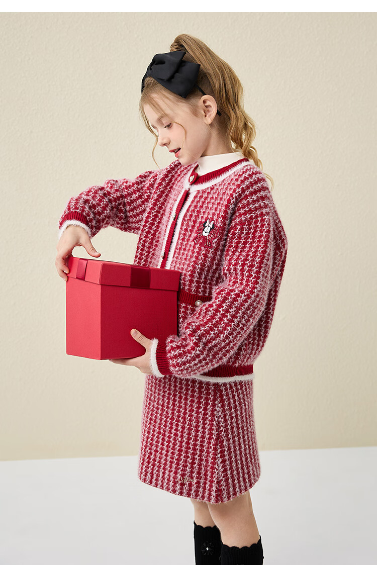 DISNEY Children's Girls' Outfit Set, Dress with Thick Sweater, Red New Year's Outfit, Winter 2023 DB331TE16, Bright Red, Size 110 23