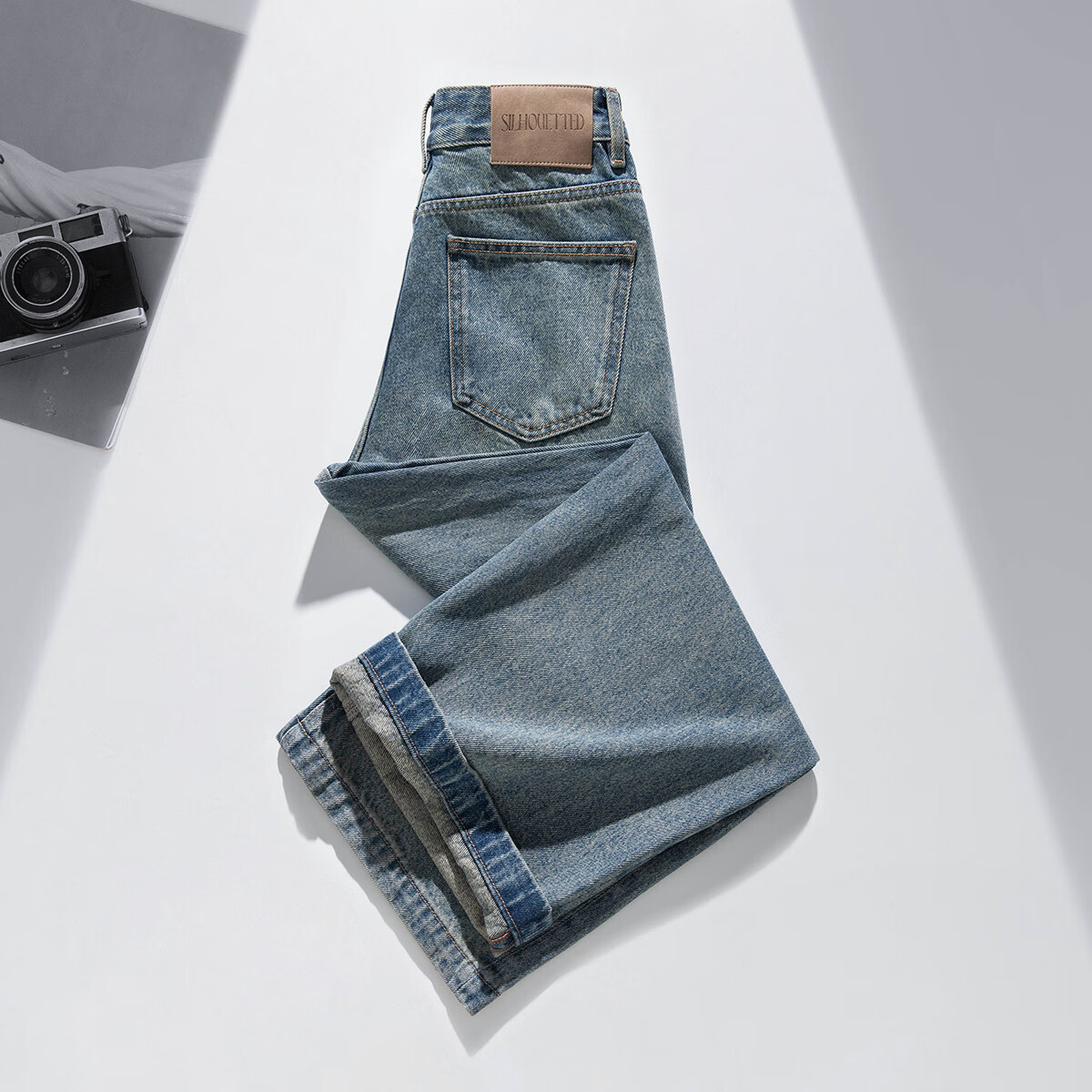 RAIN.CUN Light Gray Wide-Leg Pants for Petite Women, 2024 Autumn And Winter High-Waist Loose Casual Straight Jeans