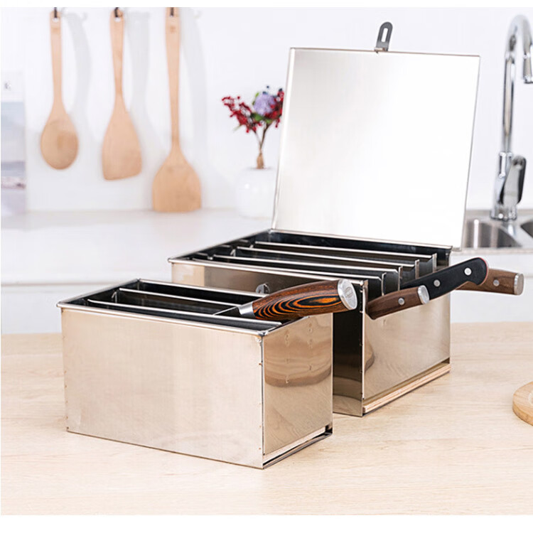 Quanshi Hotel-Specific Stainless Steel Knife Box, Commercial Knife Rack, Large Knife Holder with Lock, Storage Box, Organizer Shelf, 5 Compartments with Lid 9
