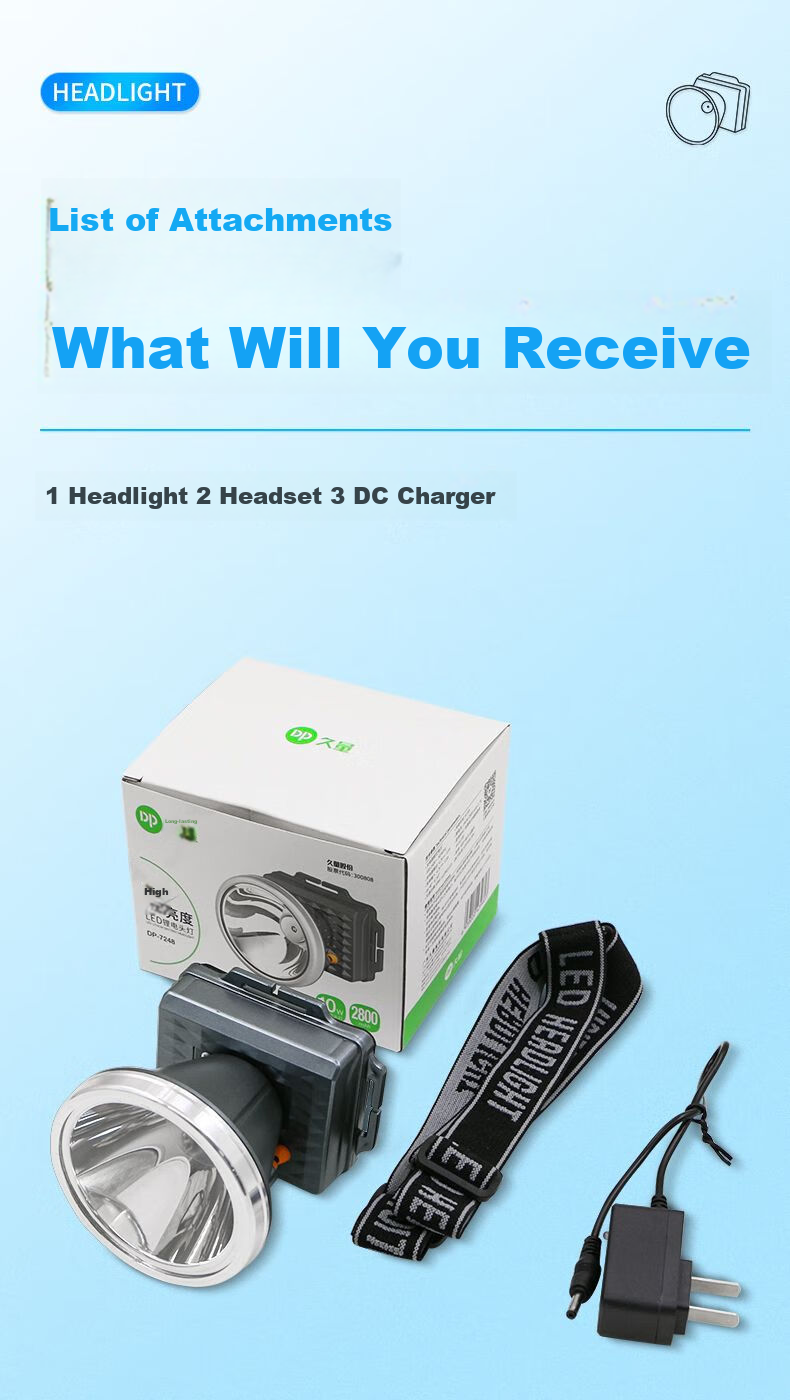 DP Headlamp with High Brightness And Long Battery Life, Head-Mounted Flashlight, Night Fishing Lamp, Work Mining Lamp, Outdoor Fishing Emergency Light-7248 10